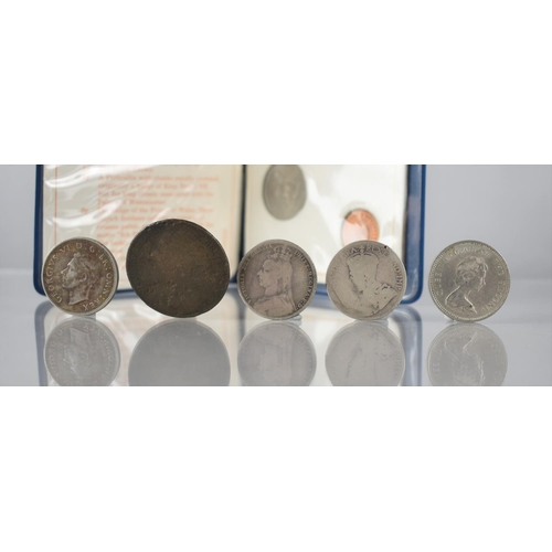 173 - A Small Collection of British Coins and a Decimal Coin Set to include Two Silver Examples