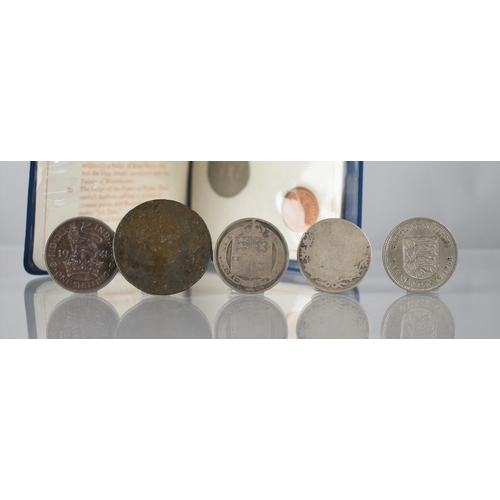 173 - A Small Collection of British Coins and a Decimal Coin Set to include Two Silver Examples