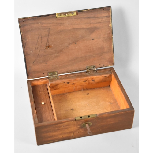 2 - A Late Victorian/Edwardian Work Box, The Walnut Lid with Brass Hinged Mounts, Complete with Key, 24c... 