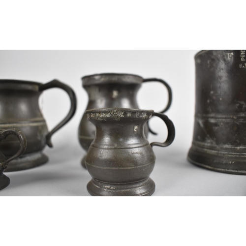 23 - A Collection of Seven Various William IV and Victorian Pewter Graduated Measures together with a Pew... 