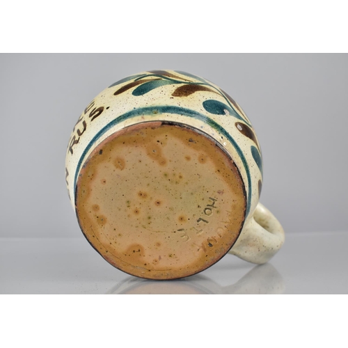 253 - An Early 20th Century Danish Pottery Tankard with Glazed Decoration and a Motto, Signed Munk Holte, ... 