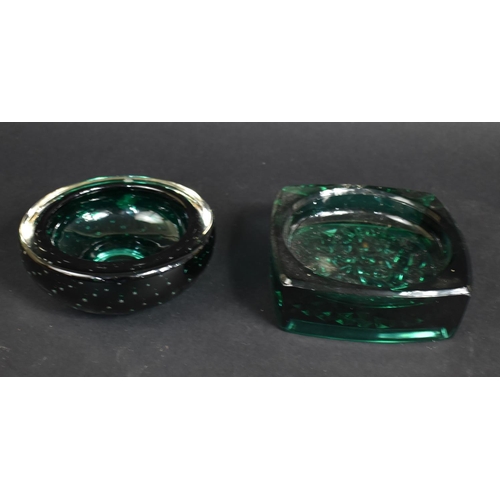 256 - Two Green Glass Bowls