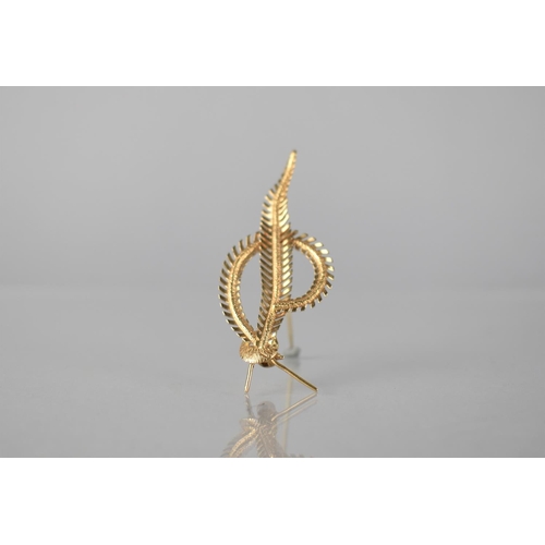 264 - An 18ct Gold Brooch, Fern, London Import Mark, 3.7gms