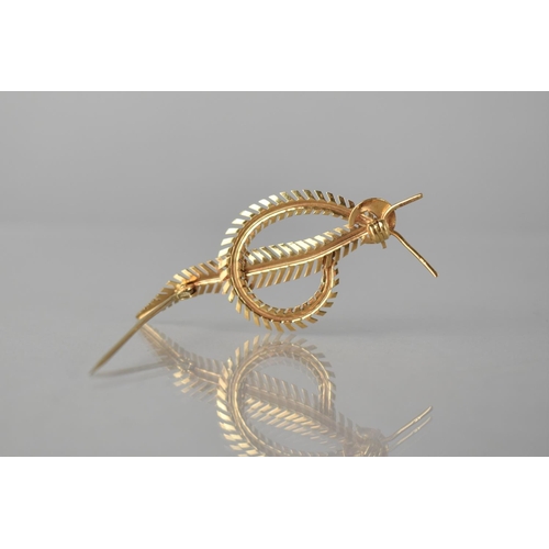 264 - An 18ct Gold Brooch, Fern, London Import Mark, 3.7gms