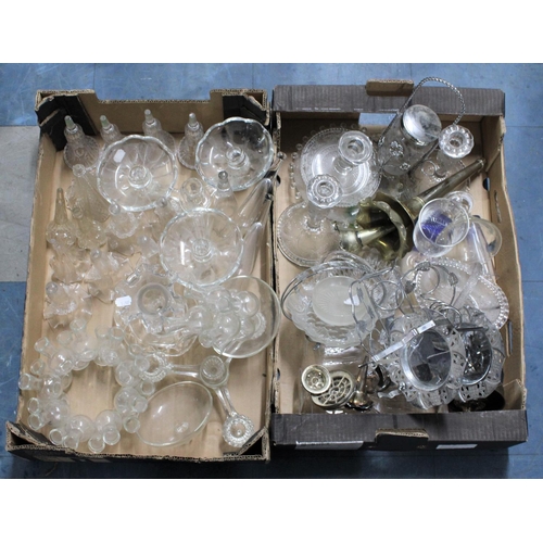 305 - A Collection of Various Glassware to include Epergne Trumpets, Candelabra Etc