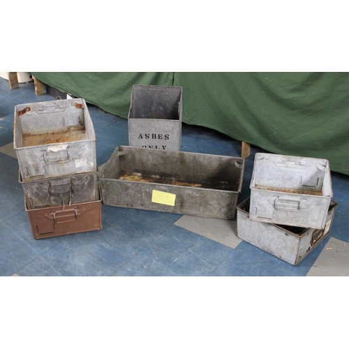 312 - A Collection of Seven Galvanised Metal Square and Rectangular Tins