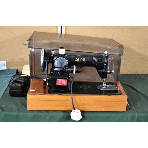 314 - A Cased Alfa Sewing Machine with Foot Pedal and Lead