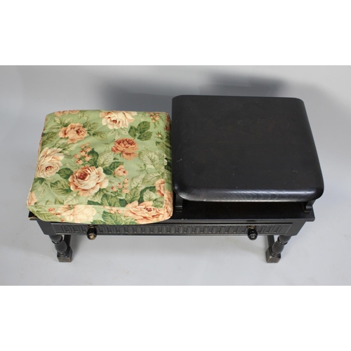 318 - A Mid/Late 20th Century Ebonised Telephone Seat with Single Long Drawer, 84cms Wide