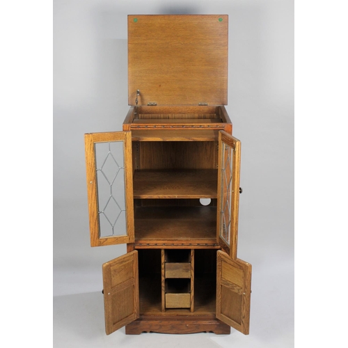 320 - An Old Charm Media Cabinet with Lead Glazed Doors to Top Section, Base Cupboard with Two Small Drawe... 