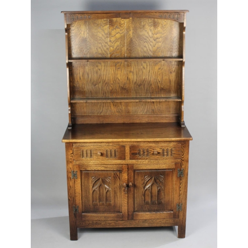 322 - A Mid 20th Century Oak Dresser in the Old Charm Style, Base Section with Two Small Drawers over Cupb... 