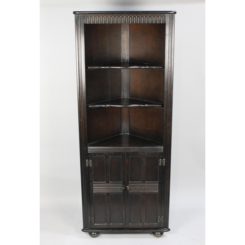 326 - A Mid 20th Century Oak Double Free Standing Corner Cabinet, Open Top Section, 68cms Wide