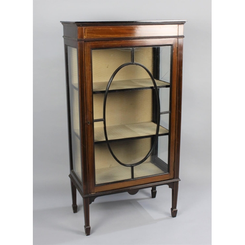 332 - An Edwardian String Inlaid Mahogany Display Cabinet, Top Right Front Door Panel Cracked, 63.5cms Wid... 