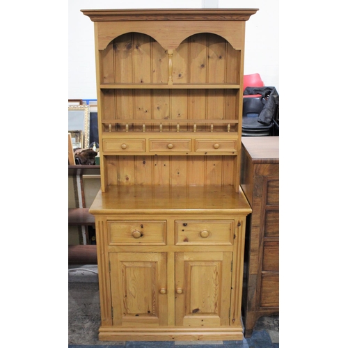 334 - A Modern Pine Kitchen Dresser, Base with Two Short Drawers over Cupboard, Raised Top Section with Th... 