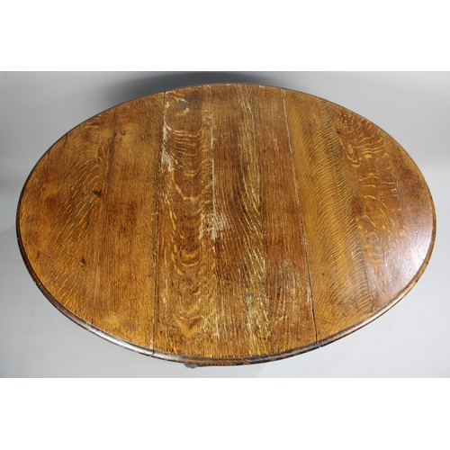 336 - A Mid 20th Century Oak Drop Leaf Oval Top Gate Leg Dining Table, 80cms Wide