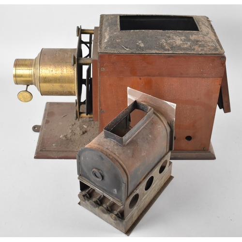 34 - A Late Victorian/Edwardian Mahogany and Brass Magic Lantern, Complete with Original Burner and Origi... 