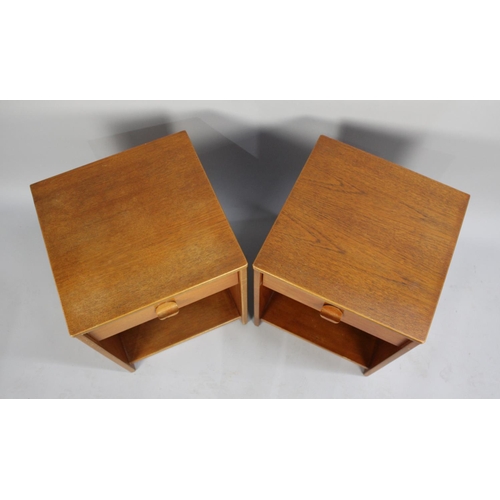 340 - A Pair of 1970s Teak Bedside Cabinets, Each 43.5cms Wide