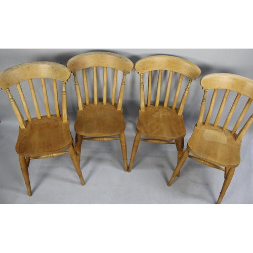 345 - A Set of Four Modern Pine Kitchen Dining Chairs