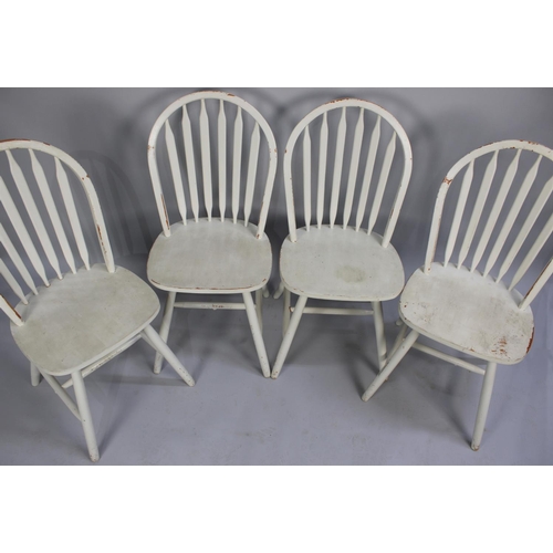 351 - A Set of Four Grey Painted Hooped Spindle Backed Dining Chairs