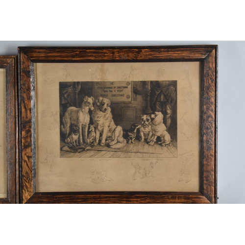 363 - A Pair of Vintage Oak Framed Frank Paton Prints, Merry Christmas and Seven Champions of Christendom,... 