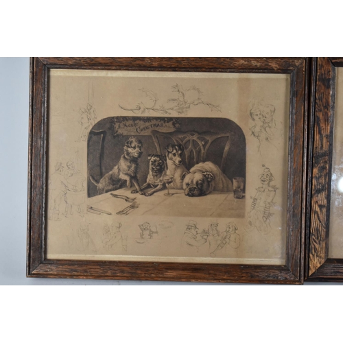 363 - A Pair of Vintage Oak Framed Frank Paton Prints, Merry Christmas and Seven Champions of Christendom,... 