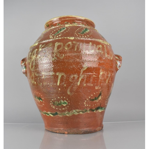 55 - An 18th Century Italian Terracotta Slipware Wet Drug Jar Inscribed 'Sig. Romualdo Mazzinghi 1795'. S... 