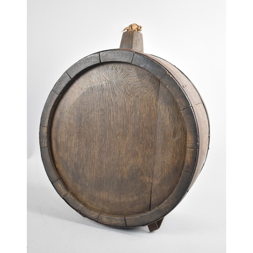 63 - A Vintage Wooden Costrel, 32cms Diameter