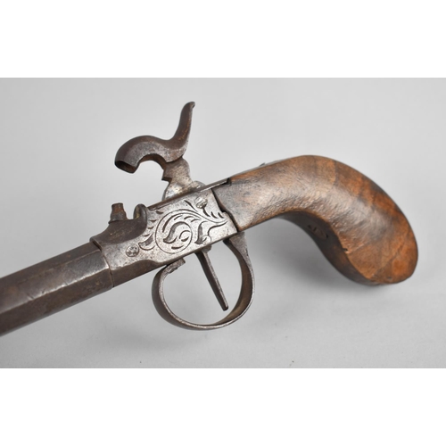 85 - A 19th Century Percussion Cap Pistol with Screw Off Octagonal Barrel and Walnut Grip