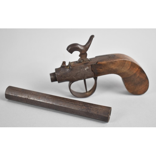 85 - A 19th Century Percussion Cap Pistol with Screw Off Octagonal Barrel and Walnut Grip