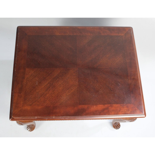 88 - A Modern Mahogany Rectangular Topped Coffee Table on Carved and Moulded Cabriole Supports, 70cms by ... 