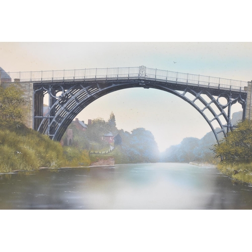 89 - A Framed Gouache by Allen Higginbotham, Dated 1987, The Iron Bridge, 46x36cms