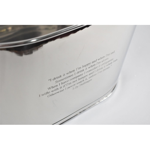 103 - A Large Silver Plated Champagne or Wine Cooler Inscribed with Quotes by Napoleon Bonaparte and Lily ... 