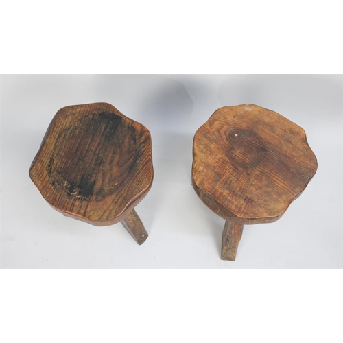 105 - A Pair of Varnished Rustic Stools, Stamped Wanderwood