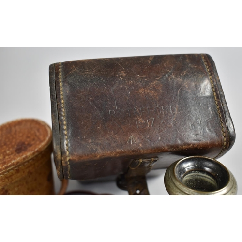 128 - A WWI Leather Case the Hinged Lid Stamped R Stafford 1917 and with War Department Crows Foot Stamp C... 