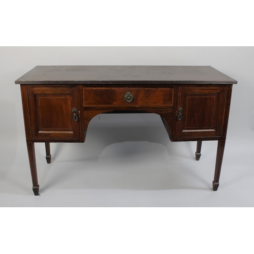 141 - A String Inlaid Edwardian Sideboard of Small Proportions with Centre Drawer Flanked by Cupboards, Ta... 