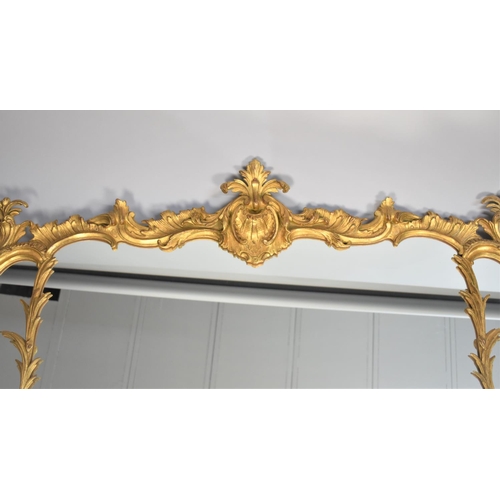 196 - A Large and Ornate Gilt Framed Over Mantle Mirror, 150cm wide