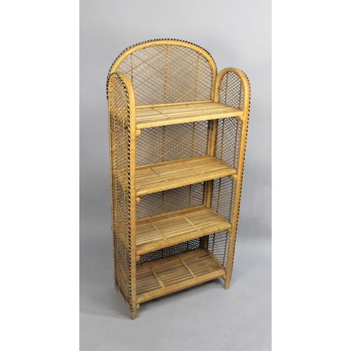 204 - A Rattan Style Four Shelf Galleried Open Bookcase, 58cm wide