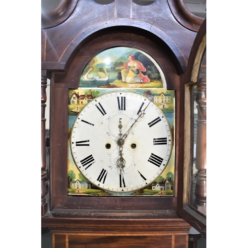 205 - A Tall 19th Century Oak and Mahogany Long Cased Clock with Painted Arched Dial Having Seconds and Da... 