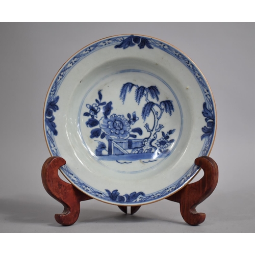 227 - An 18th/19th Century Chinese Porcelain Dish Decorated with   Willow Tree and Blooming Flower in Wall... 