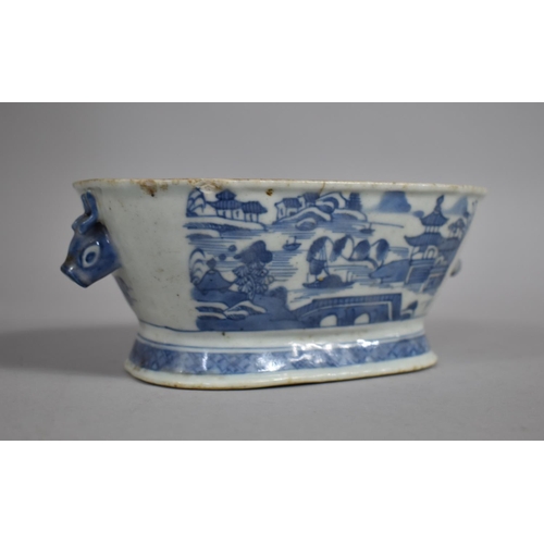 228 - A Small 18th/19th Century Blue and White Chinese Porcelain Tureen Decorated with River Village Scene... 