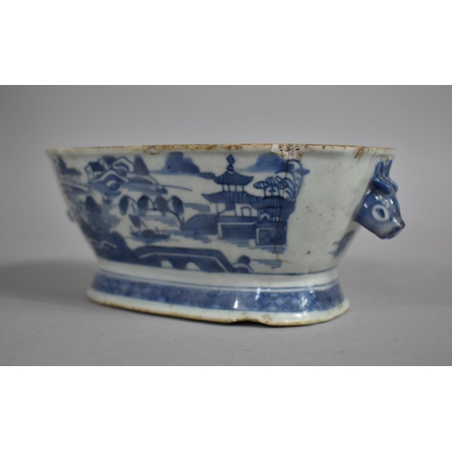 228 - A Small 18th/19th Century Blue and White Chinese Porcelain Tureen Decorated with River Village Scene... 