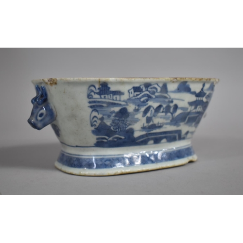 228 - A Small 18th/19th Century Blue and White Chinese Porcelain Tureen Decorated with River Village Scene... 