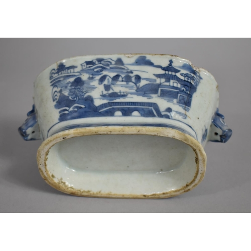 228 - A Small 18th/19th Century Blue and White Chinese Porcelain Tureen Decorated with River Village Scene... 