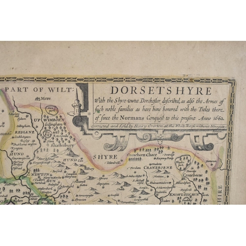 257 - A Framed 18th Century Map of Dorsetshyre, Inscribed 