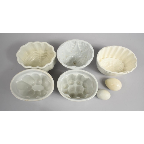 261 - A Collection of Five Vintage Jelly Moulds to Include One Example Stamped for Minton Together with a ... 