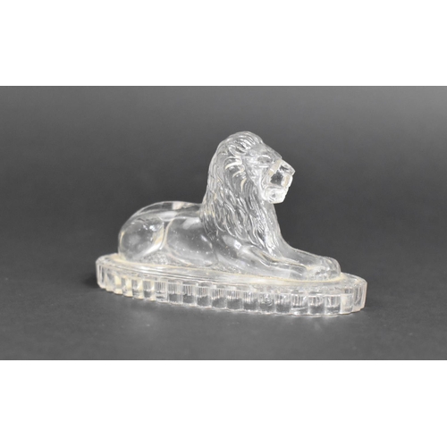 308 - A 19th/20th Century Moulded Glass Lion After John Derbyshire, 12cm Long