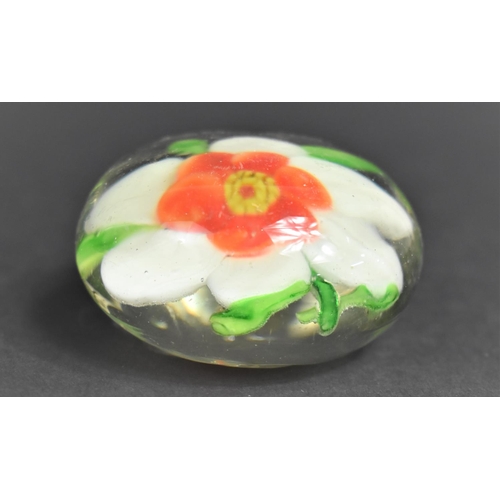 312 - A Small Glass Pansy Paperweight in the Baccarat Style