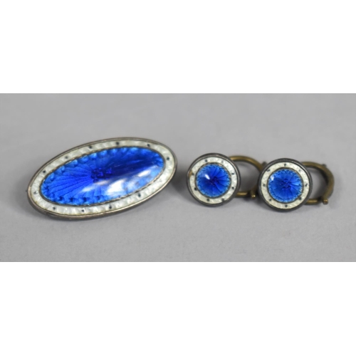 321 - A Charles Horner Sterling Silver and Enamel Oval Brooch, Stamped to Back 