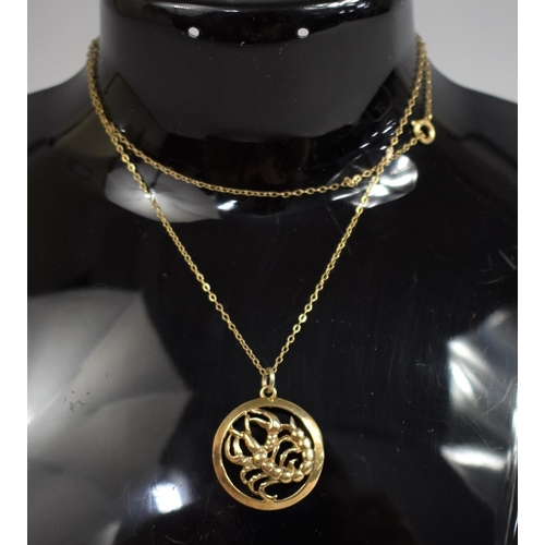 337 - A 9ct Gold Scorpio Pendant on Chain, 2g