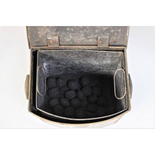 352 - An Arts and Crafts Influenced Coal Bucket with Hinged Lid and Twin Carry Handles, the Front Having C... 