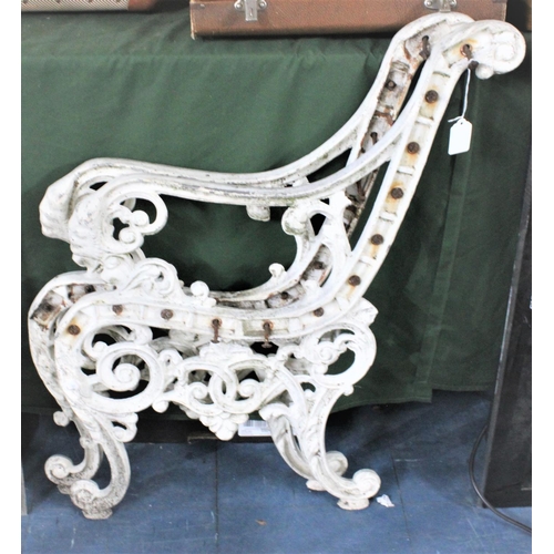 377 - A Pair of White Painted Cast Iron Garden Bench Ends